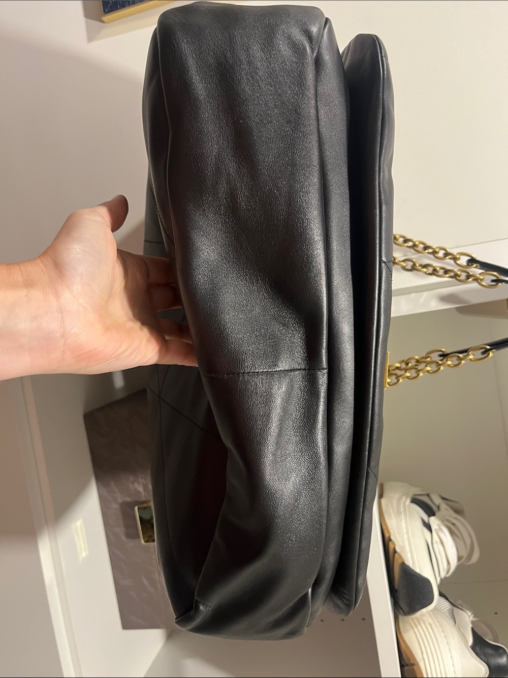 Saint Laurent Black Quilted Leather Shoulder Bag with Gold Chain Strap - Picture 8 of 8